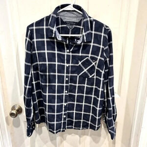 Tommy Hilfiger Button Down Windowpane Plaid‎ Cotton Shirt size Medium